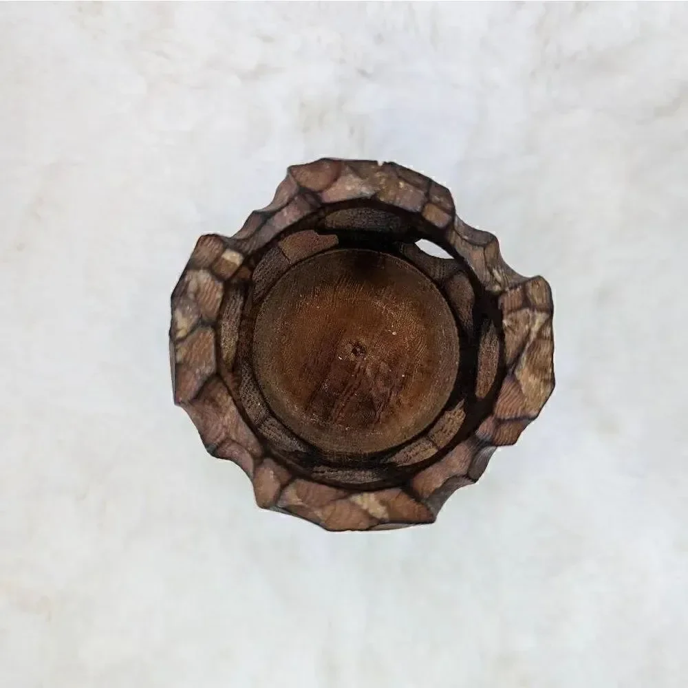 Hand Carved Wooden Votive Candle Holder